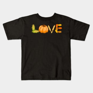 Pumpkin Love Motiv with leaves and grain Design Kids T-Shirt